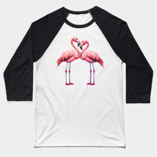 Valentine Cartoon Flamingo Couple Baseball T-Shirt